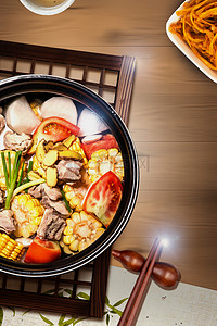 中式食物背景图片_中式美食排骨煲汤背景