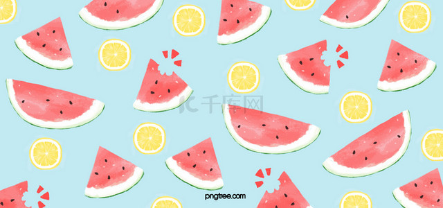 夏日水果背景背景图片_手绘可爱西瓜夏季水果背景