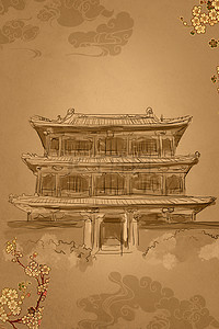 中国风复古故宫建筑大气背景