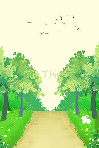 鸟树木背景图片_春天树木绿色清新