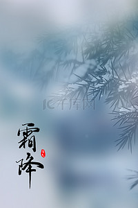 简约24节气霜降传统节气大气背景海报