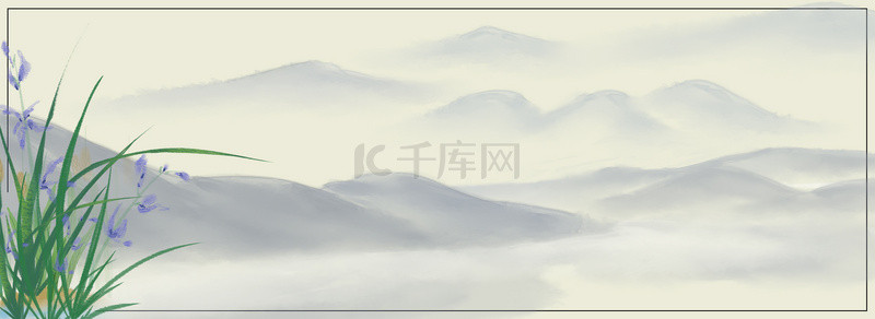 边框简约欧式背景图片_兰花中国风边框简约背景