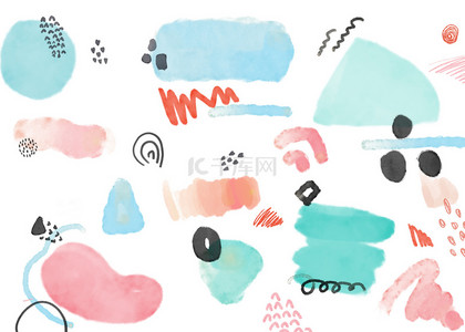 圆形涂鸦背景图片_抽象涂鸦水彩笔不规则水粉蓝色粉色背景