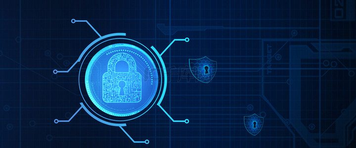 科技感计算机背景图片_网络安全互联网蓝色科技背景海报
