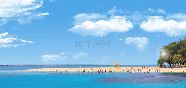 夏天夏日海边大海背景图片_夏天海蓝色清新海报
