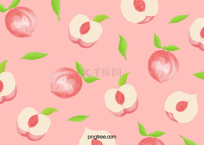 手绘粉色桃子夏季水果背景