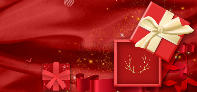 圣诞节红色礼品盒背景