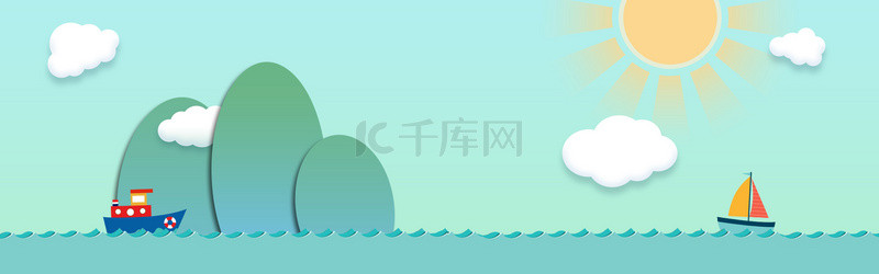 太阳卡通可爱背景图片_卡通仙人掌太阳绿色可爱banner