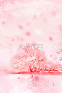 粉色桃花开春天桃花树