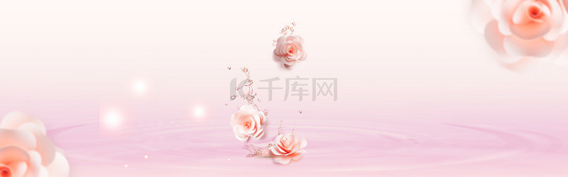 唯美落花粉色清新banner