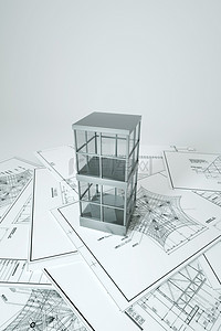 房产海报背景图片_C4D风 建筑工程图 背景 海报