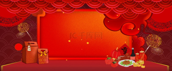 春节不打烊首页背景图片_新年年货节喜庆背景合成