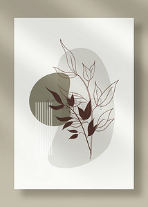 莫兰迪色抽象背景图片_莫兰迪色抽象几何植物line draw背景