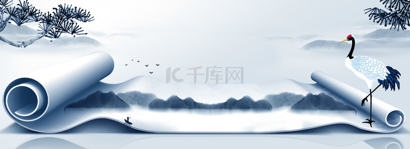 创意卷轴背景图片_中国风、卷轴、东方、古典