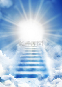 heaven background蓝色云彩阶梯