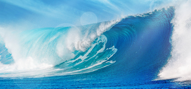 夏日波浪背景图片_蓝色海洋夏季海浪波浪背景