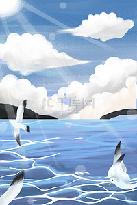 海洋环保背景背景图片_蓝色大海背景海报