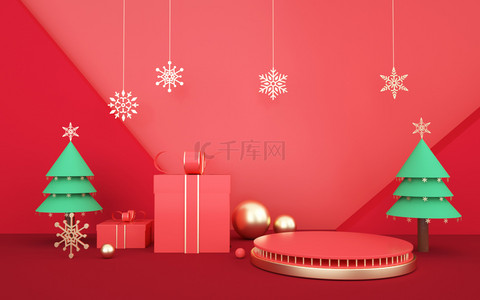 圣诞节活动促销背景图片_c4红色圣诞节活动促销展示背景