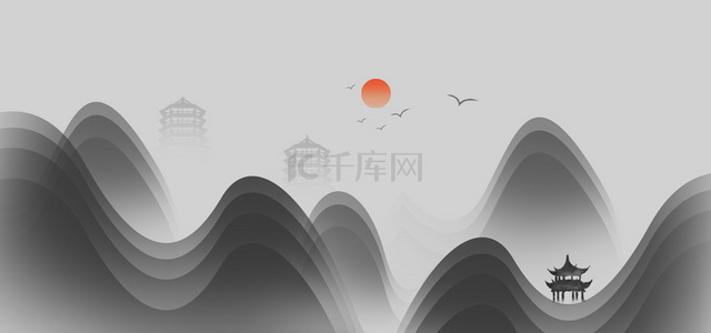 中式中国风合成背景图片_水墨中式中国风背景合成