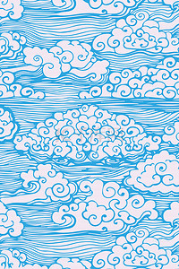 中式水纹背景图片_中国风蓝色波浪纹水纹底纹