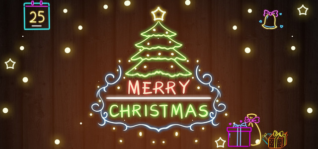霓虹灯圣诞背景图片_圣诞节霓虹灯圣诞树