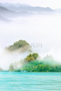 国庆中国风背景背景图片_梦幻自然山水合成背景