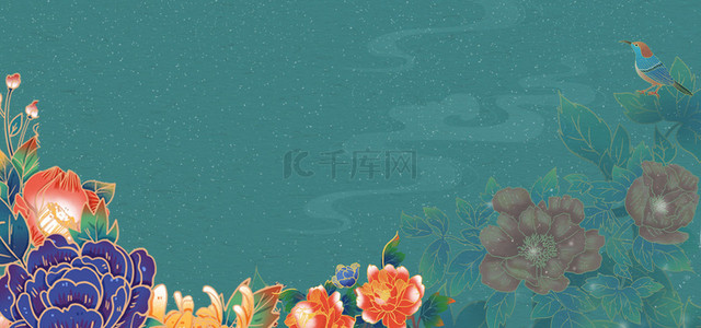 花卉背景素材背景图片_国潮花朵花卉背景素材