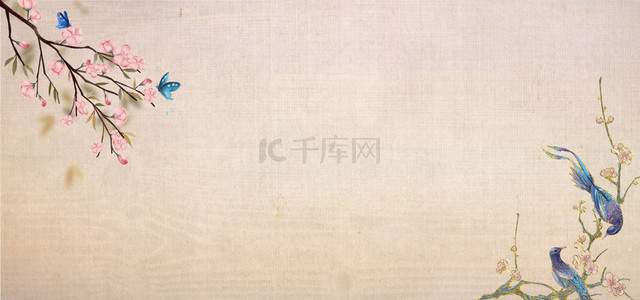 古典梅花中国背景图片_古风喜鹊梅花古典中国风