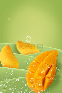 芒果没成熟背景图片_夏季水果芒果绿色写实海报