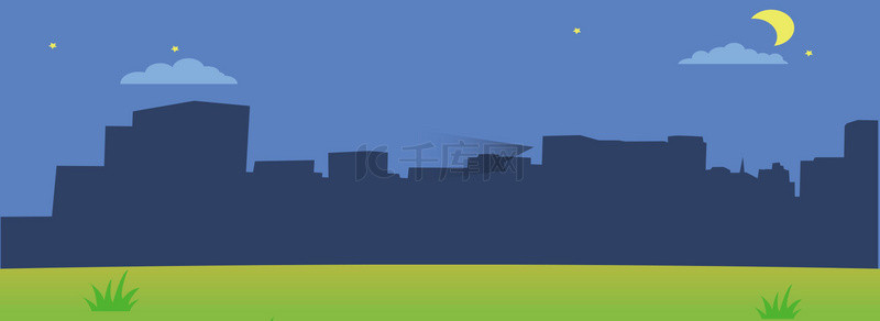 建筑城市卡通背景背景图片_现代城市黑夜背景