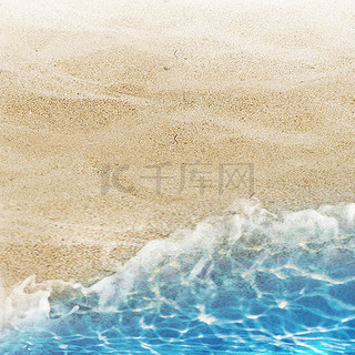 淘宝夏季清新海边沙滩海水背景图
