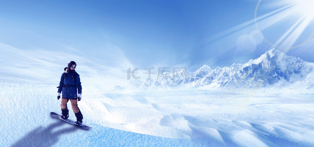 旅游雪山背景图片_创意合成冬季旅游背景