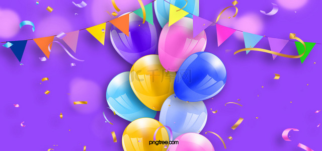 丝带气球背景图片_紫色幻想丝带气球背景