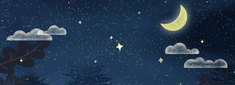 卡通云彩背景背景图片_夜晚的星星背景