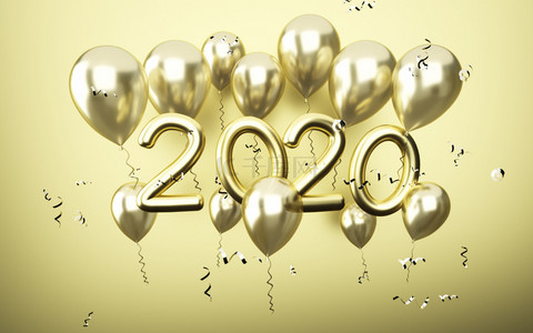 金色跨年背景图片_创意鼠年文字2020