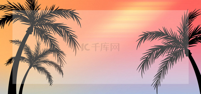 夏季海边夕阳背景