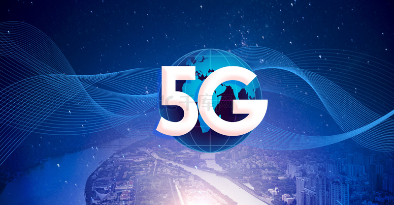 创意蓝色科技5g背景合成
