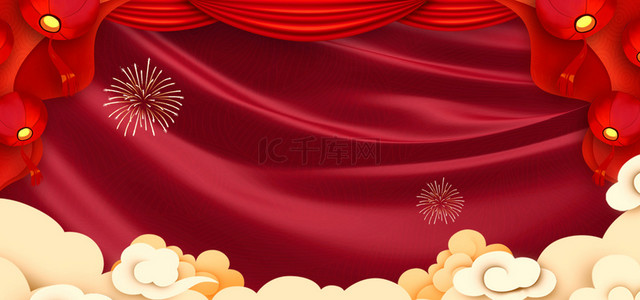 红色喜庆年货节狂欢海报背景