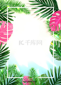 创意粉色边框背景图片_夏季创意植物边框背景