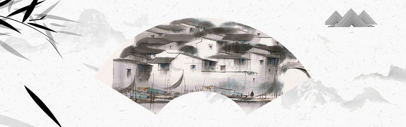 中国国风元素背景图片_古风小镇风景海报