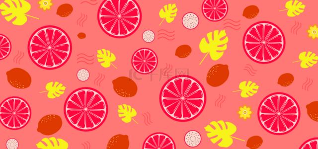 柚水果背景图片_红柚龟背竹橙子曲线红色水果背景