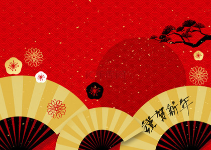 红色日本新年背景