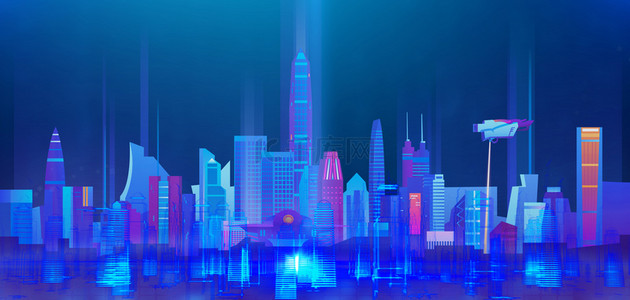 城市科技蓝色建筑背景