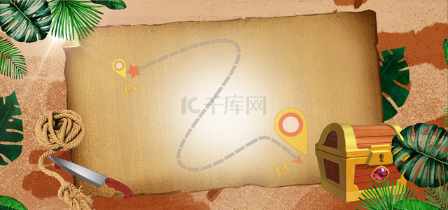 冒险岛之旅背景图片_藏宝图牛皮纸复古海报背景