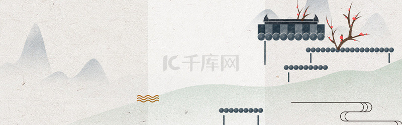 中国元素背景图片_古风山水古镇海报