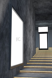 阶梯空间背景图片_C4D建筑空间展示广告牌
