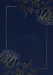 简约金色线条背景图片_蓝色韩国花卉背景