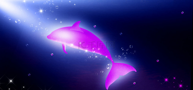 海洋海豚海洋背景图片_简约海豚梦幻海洋背景