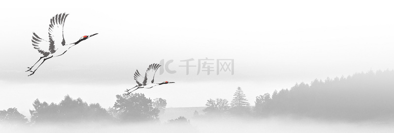 古风古城山水灰色中国风banner
