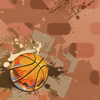 运动背景图片_运动篮球赛卡通手绘背景